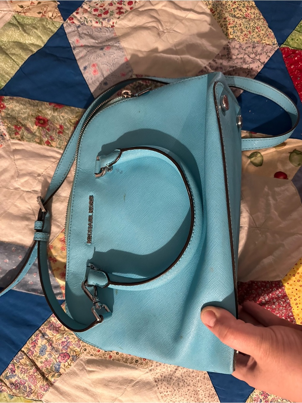 Michael Kors Light Turquoise Saffiano Leather Satchel